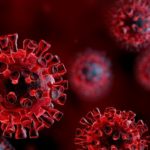 Corona Virus In Red Background – Microbiology And Virology Concept – 3d Rendering