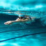 Female swimmer at the swimming pool.