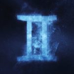 Gemini Zodiac Sign. Abstract night sky background