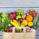 healthy, food, grocery, background, basket, bag, vegetables, fish, balanced, purchase,