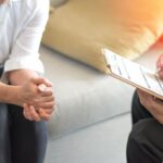 Healthcare concept of professional psychologist doctor consult in psychotherapy session or counsel diagnosis health.