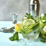 Cucumber and lemon refreshing drink with mint