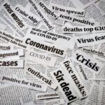 Coronavirus, covid-19 newspaper headline clippings. Print media information isolated