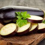 sliced eggplant on cutting board